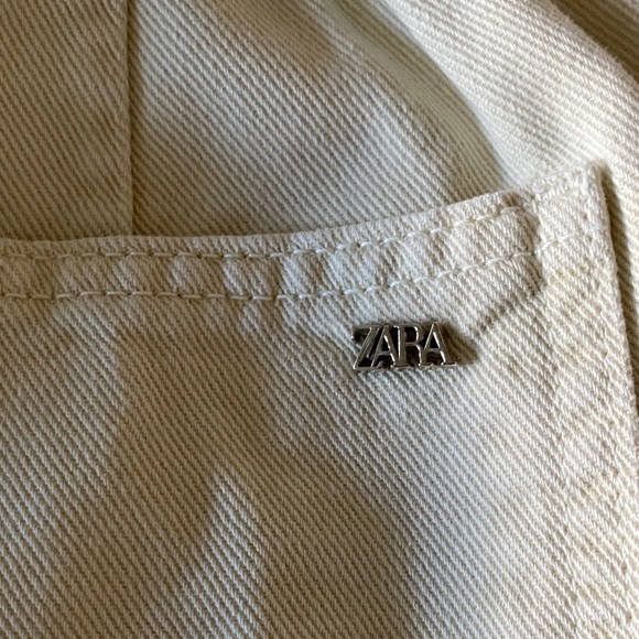 Zara High-Waisted Paper Bag Jeans Pants Like New 6 Ecru Mango - Picture 14 of 16